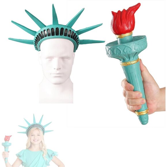 Lady Liberty Costume Accessories Crown Torch Pu Women’s Patriotic Event - Picture 1 of 6